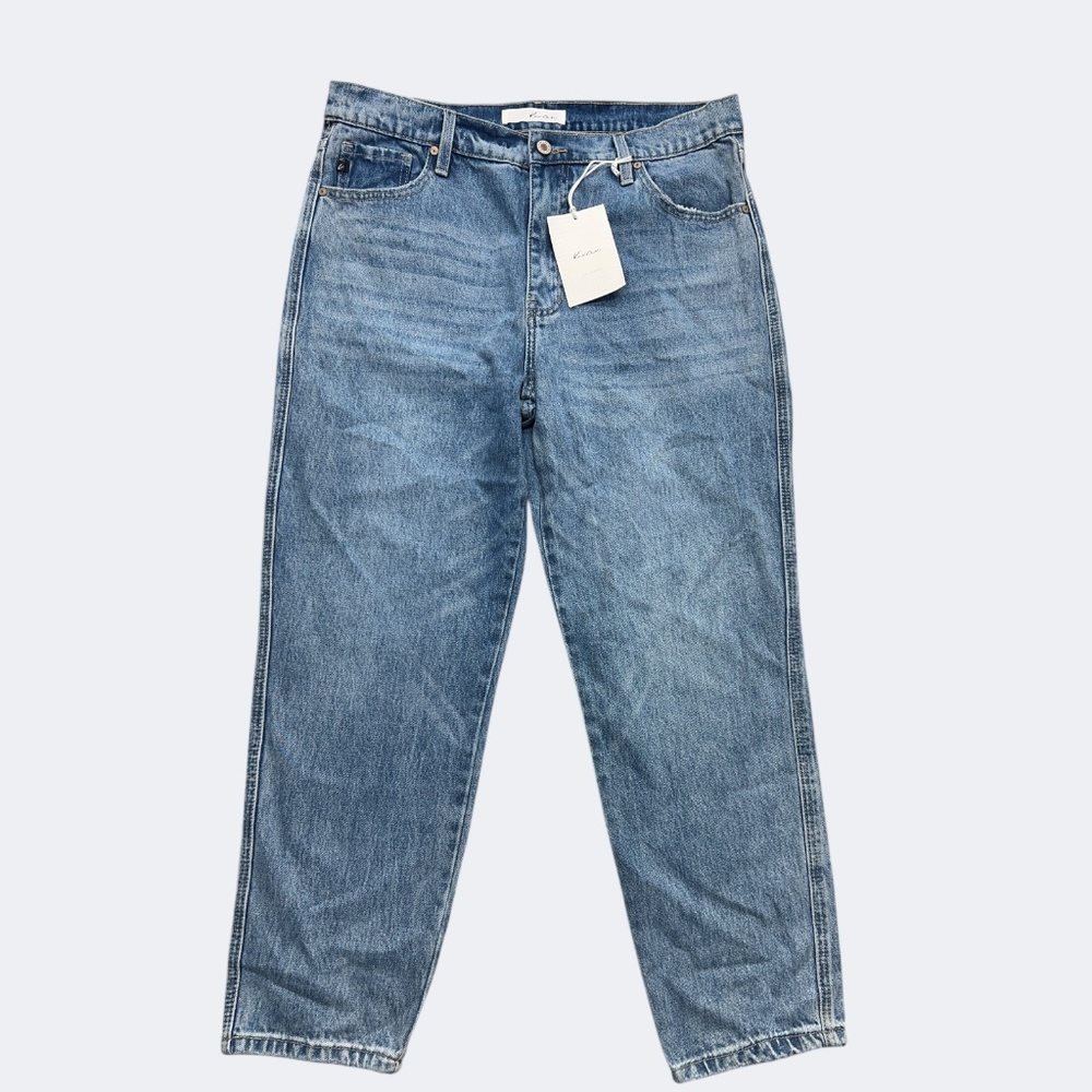 KanCan‎ Jeans Womens 28 Blue High Rise Tapered Crop Denim Cuff Darts Faded Wash